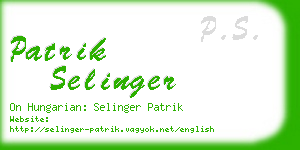 patrik selinger business card